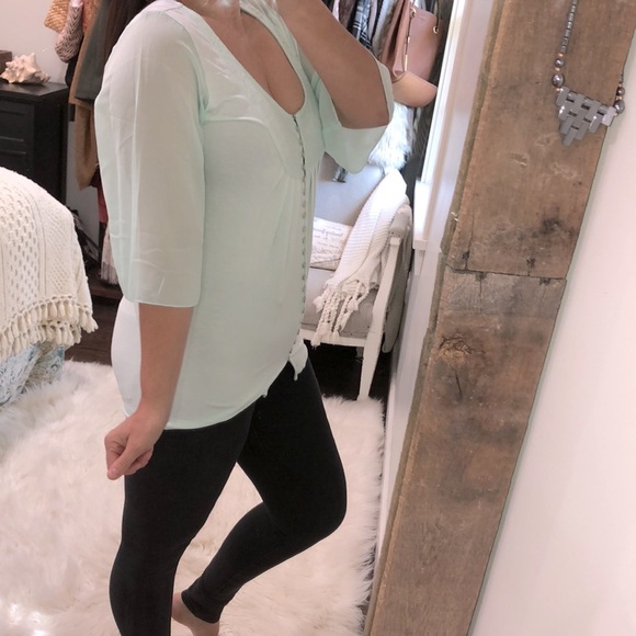 Soft Surroundings size small mint green color top - Picture 2 of 5